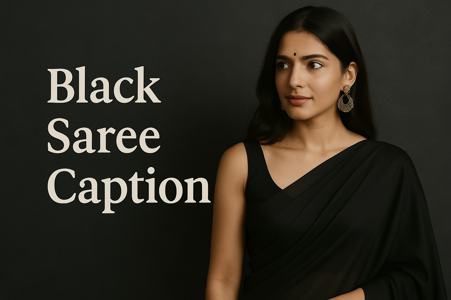Black Saree Caption